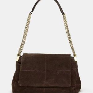 New Trendy Faux Suede Chain Shoulder Bag, Vintage Quilted Crossbody, 2 Colors